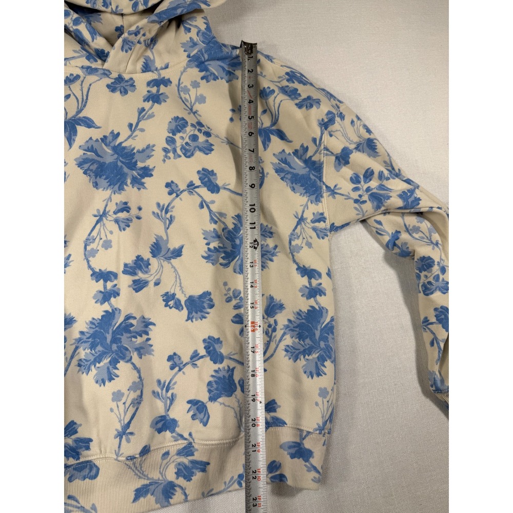 Abercrombie & Fitch Floral Toile Hoodie Blue Cream Soft A&F Collection medium - Picture 8 of 8